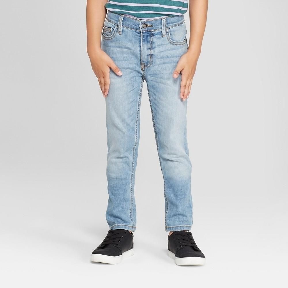 Boys' Stretch Skinny Fit Jeans Cat & Jack Blue 12 Husky Adjustable Waist mid